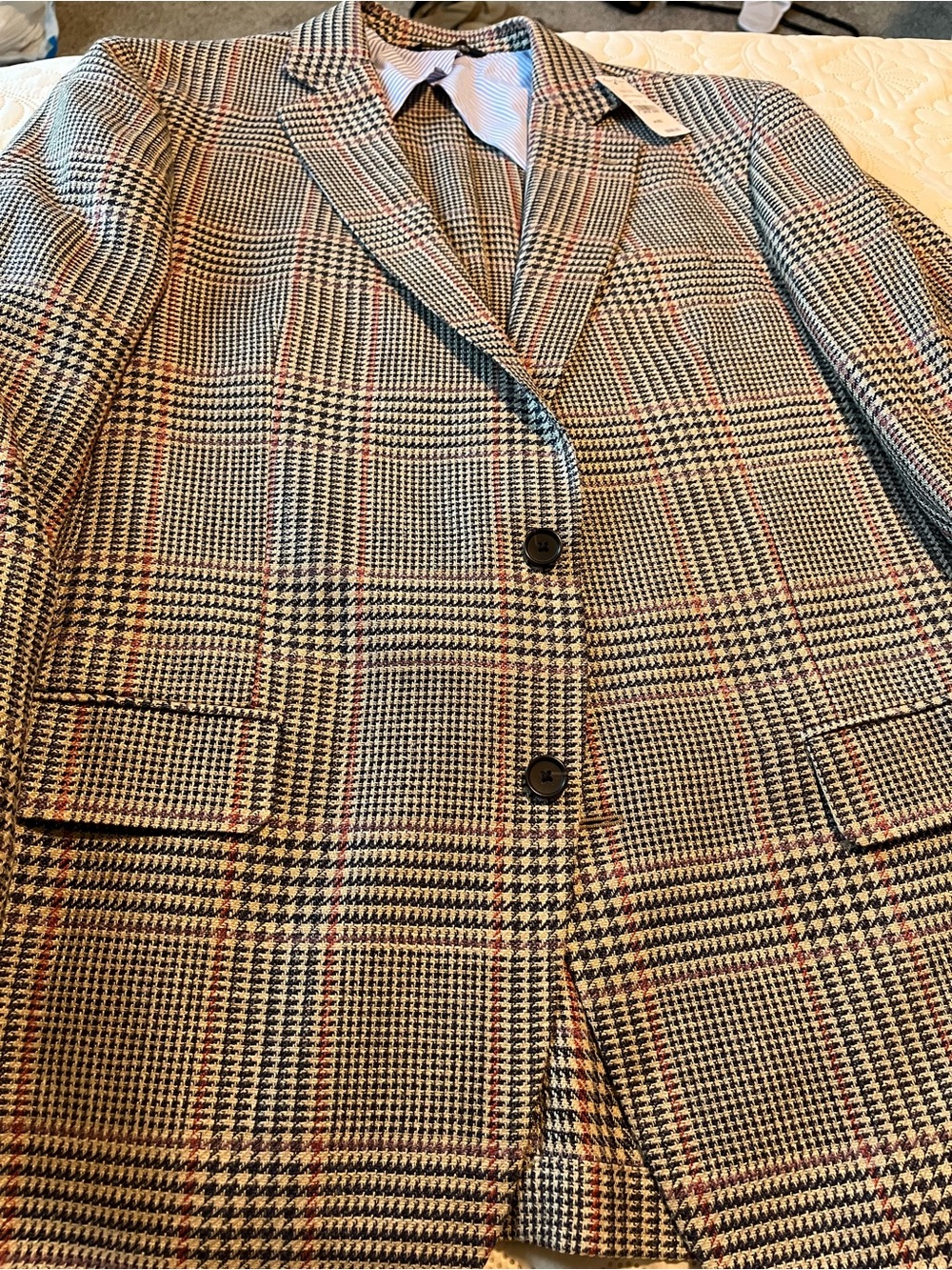 Brooks Brothers Glen Plaid Blazer in Black, Brown & Red Windowpane